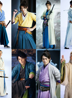 金庸古装笑傲江湖令狐冲同款古装棉麻武侠古装侠客服演出服
