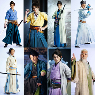 金庸古装笑傲江湖令狐冲同款古装棉麻武侠古装侠客服演出服