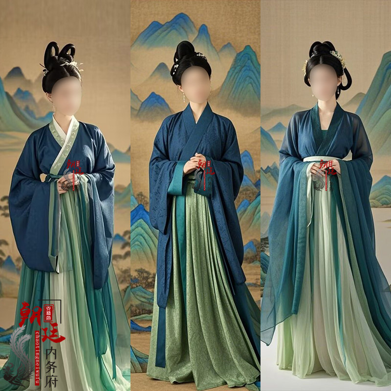 女士汉服青绿仙女妃子贵妃舞蹈服