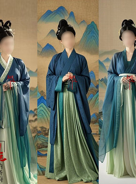 女士汉服青绿仙女妃子贵妃舞蹈服
