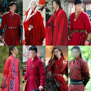影视古装红色侠客服男剑客大侠仙侠武侠王爷世子演出服