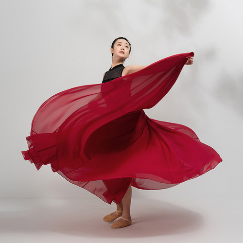 720度古典舞雪纺半身练功大摆裙
