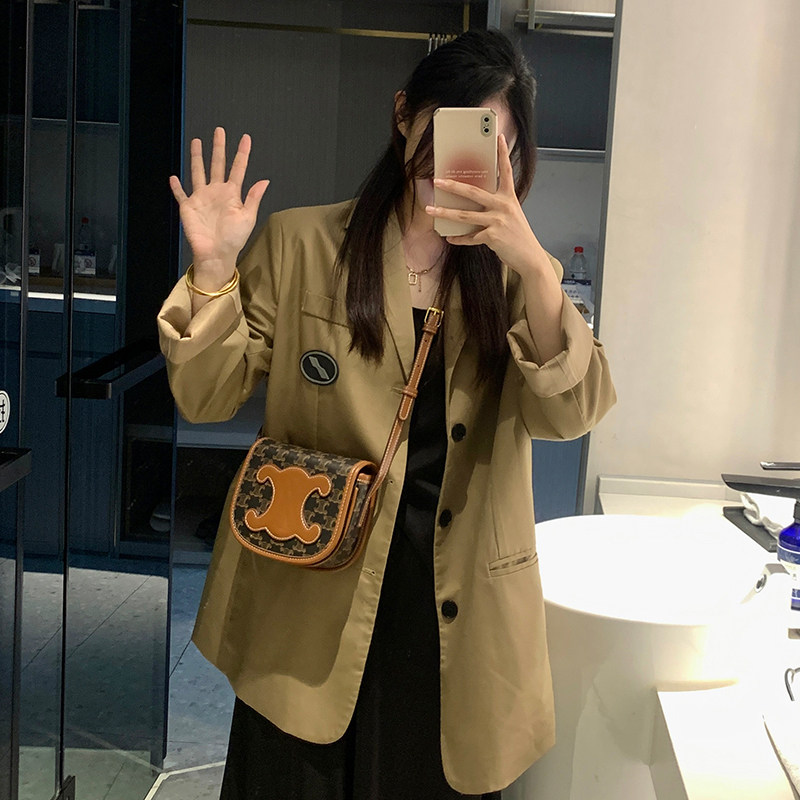 诗帯SHIDAI高级感轻奢凯旋门老花小包2023新款百搭单肩斜挎水桶包