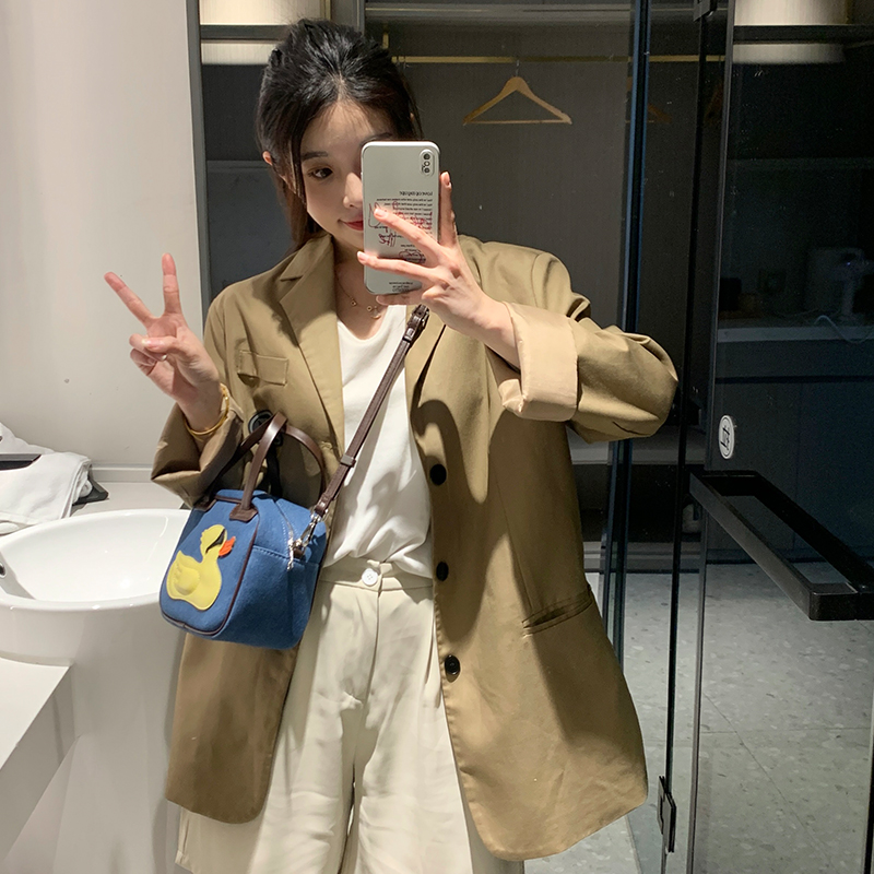 诗带水洗牛仔小方包小黄鸭斜挎包