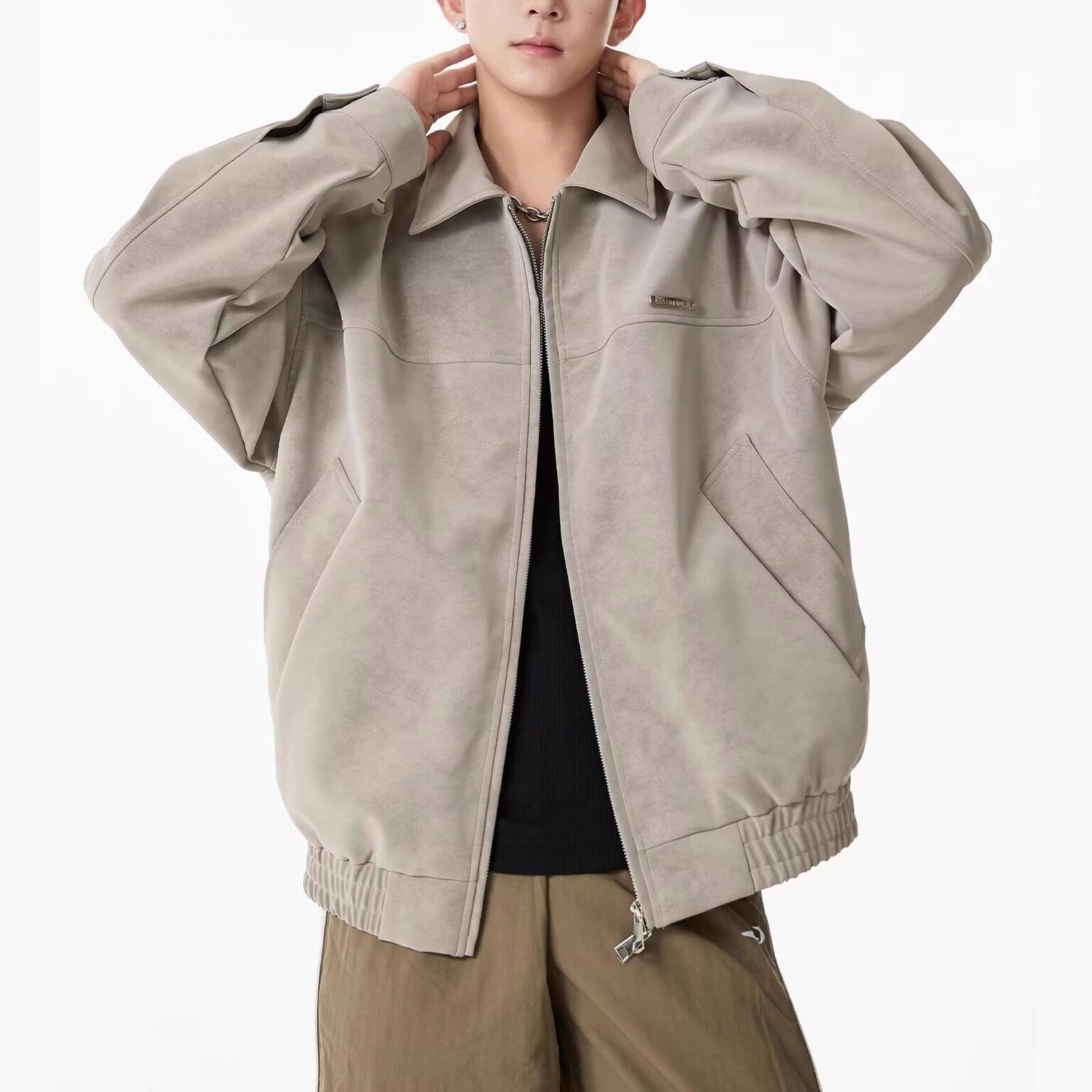 复古休闲新款机车服立领皮衣夹克