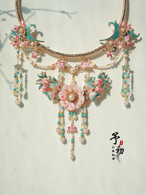 【洛神赋】汉服女皇贝璎珞项圈古风配饰烧蓝璎珞流苏