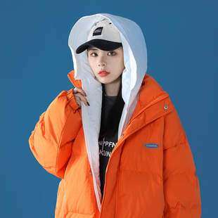 中性风冬装 保暖连帽棉服A125Y281P130女类 ins撞色拼接厚款