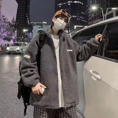 秋冬男装羊羔毛加厚外套冬装男装休闲时尚