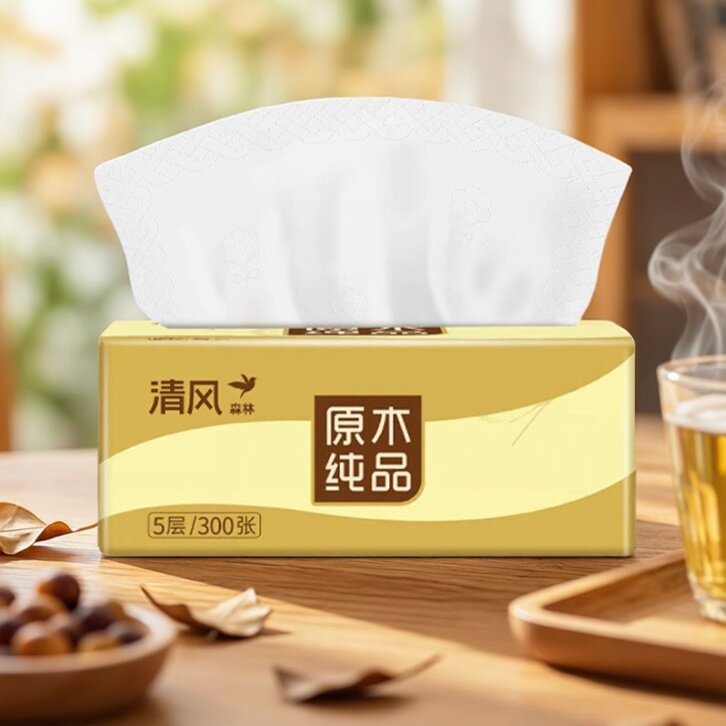 清风餐纸家用餐巾纸巾纸抽卫生纸实惠面巾纸擦手纸88vip2元抽纸
