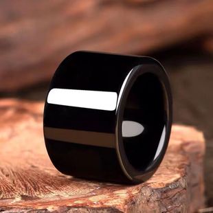 正品天然A货保真翡翠墨玉扳指黑色玉石戒指大气男士指环简约手饰