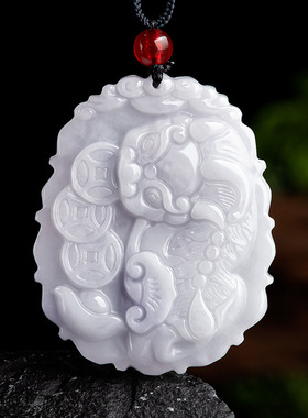 天然缅甸A货翡翠元宝金钱貔貅玉石吊坠时尚男女款项链挂件玉坠
