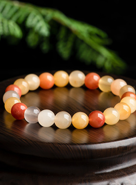 天然正品新疆金丝保真玉圆珠手串戈壁玉黄玉个性古风女款玉石手链