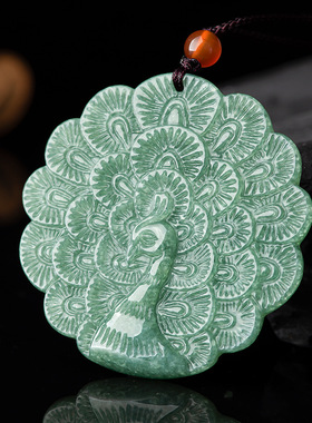 天然正品A货翡翠豆种孔雀冰种玉石吊坠吉祥平安男士挂件女款玉佩
