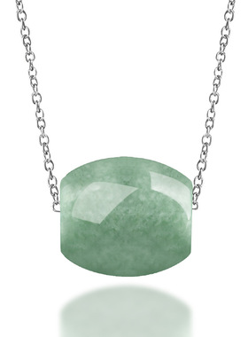 天然正品A货翡翠路路通吊坠冰种玉石豆绿桶珠女款玉坠附925银链