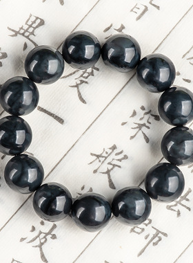 正品天然和田玉墨玉保真圆珠玉石手串珠子手链时尚高档男女款手饰