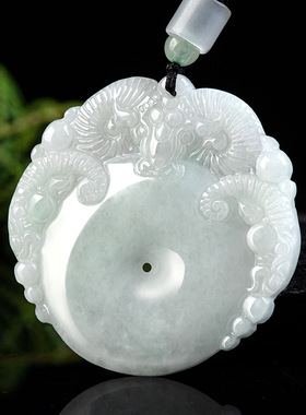 天然缅甸A货翡翠三羊开泰平安扣玉石吊坠男士保平安挂件男女款