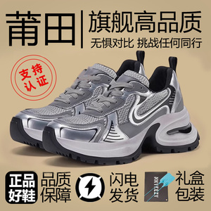 赵露思同款欧货巴黎老爹鞋2024新款银色厚底款增高运动休闲鞋女潮