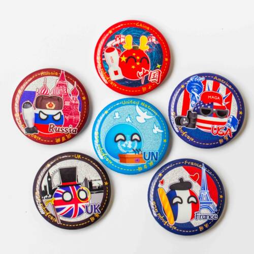 波兰球联合国五常吧唧中国球美国球法国球可爱徽章小金球动画同款