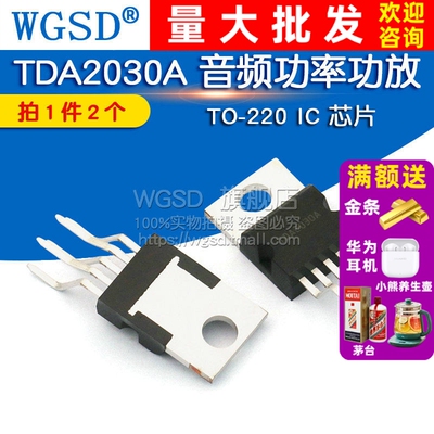WGSD TDA2030A TO-220 音频功率功放 IC 芯片 (2个)