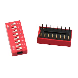 WGSD 拨码开关/直插平拨/2.54间距/8位/8P红色-镀金(5个)