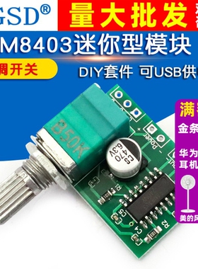 WGSD PAM8403迷你5V数字小功放板模块 DIY 可USB供电 diy