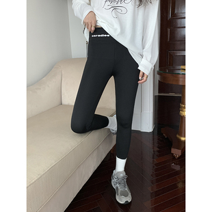 鲨鱼皮打底裤女外穿紧身高腰收腹提臀薄款芭比2022秋季冬加绒瑜伽