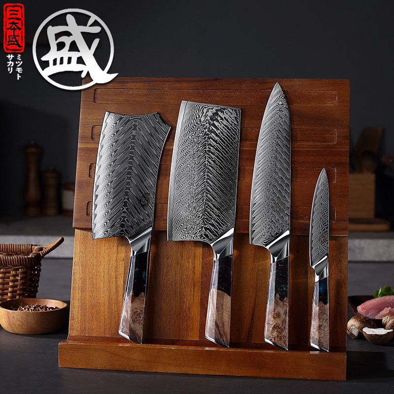 日本三本盛套刀组合中式厨房菜刀免磨大马士革钢刀具切片刀薄片刀,厨房/烹饪用具,全套厨房刀具,淘宝优惠券,粉丝福利购,淘宝优惠卷