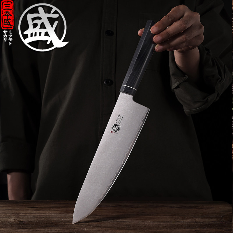 三本盛不锈钢日式锻打菜刀复合钢