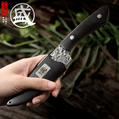 日本品牌大马士革钢刀随身锻打小刀直刀冷兵器水果刀便携户外刀具