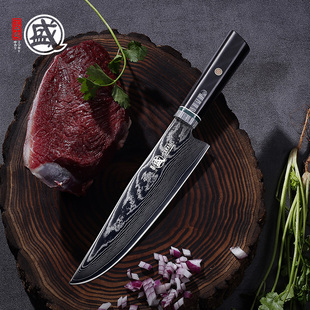 日本大马士革钢刀日式厨师刀料理刀专用切片家用锋利手工锻打刀具