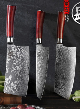 日本三本盛67层大马士革钢刀菜刀家用免磨锋利切片刀切肉刀厨刀具