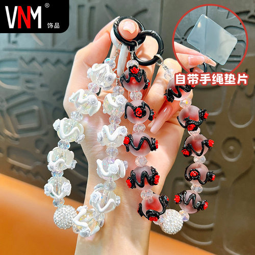 创意重工手绘珠串珠手机链钥匙扣可爱包包挂件汽车钥匙链礼品挂件