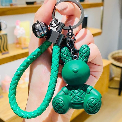 树脂格纹坐姿兔子钥匙扣精美女网红车钥匙挂件可爱书包挂饰ins风