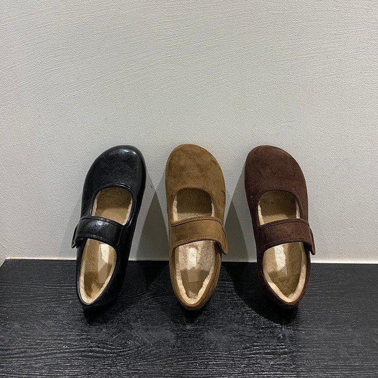 玛丽珍懒人丑萌复古2025一脚蹬新款加绒女单鞋秋冬勃肯鞋厚底棉鞋