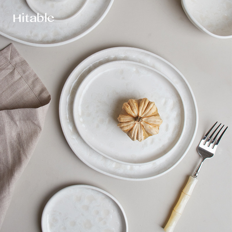 Hitable珍珠 陶瓷浅盘不规则早餐盘高颜值水果盘下午茶点心盘