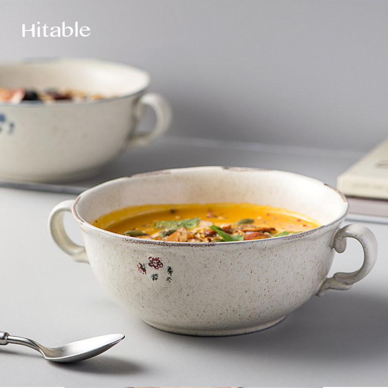 Hitable Grandma's系列花边双耳碗汤碗陶瓷拉面沙拉甜品ins田园风