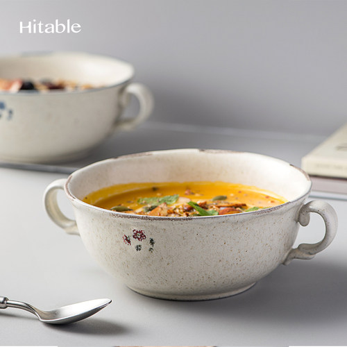 Hitable Grandma's系列花边双耳碗汤碗陶瓷拉面沙拉甜品ins田园风