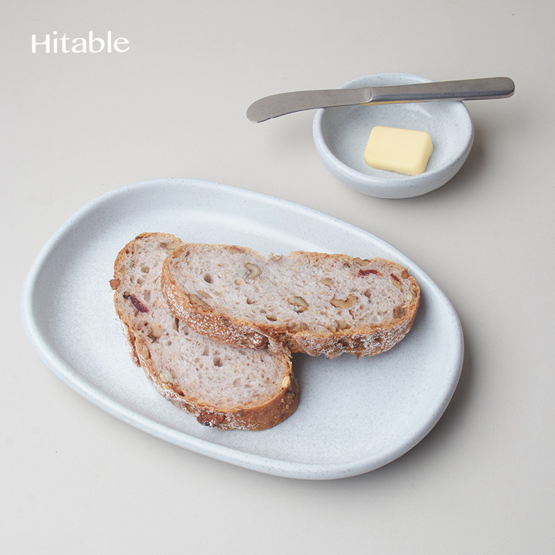 Hitable大耳朵椭圆盘陶瓷甜品盘餐厅咖啡杯托盘早晨盘商用菜盘子 - 实物图