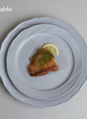 Hitable画布花边平盘创意陶瓷浅盘哑光高颜值菜盘餐厅融合菜盘子