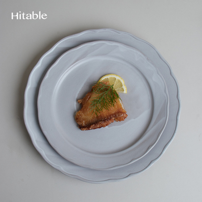Hitable画布花边平盘创意陶瓷浅盘哑光高颜值菜盘餐厅融合菜盘子