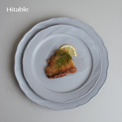Hitable画布花边平盘创意陶瓷浅盘哑光高颜值菜盘餐厅融合菜盘子