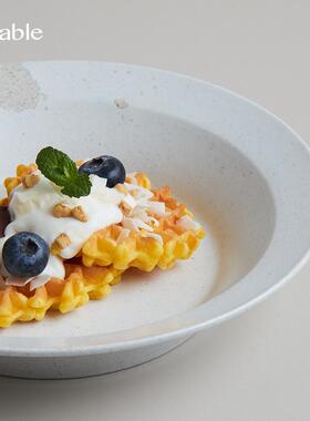 Hitable画布深盘菜盘复古创意餐盘餐厅融合菜陶瓷餐具哑光圆盘