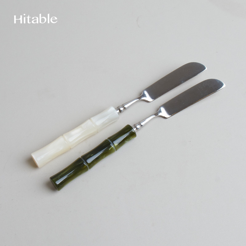 Hitable竹节黄油刀304不锈钢亮面果酱刀复古抹面包奶油奶酪西餐 - 实物图