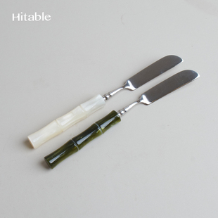 Hitable竹节黄油刀304不锈钢亮面果酱刀复古抹面包奶油奶酪西餐
