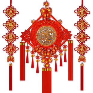 中国结挂件客厅高档大号桃木福字入户门电视背景墙装饰过年挂饰