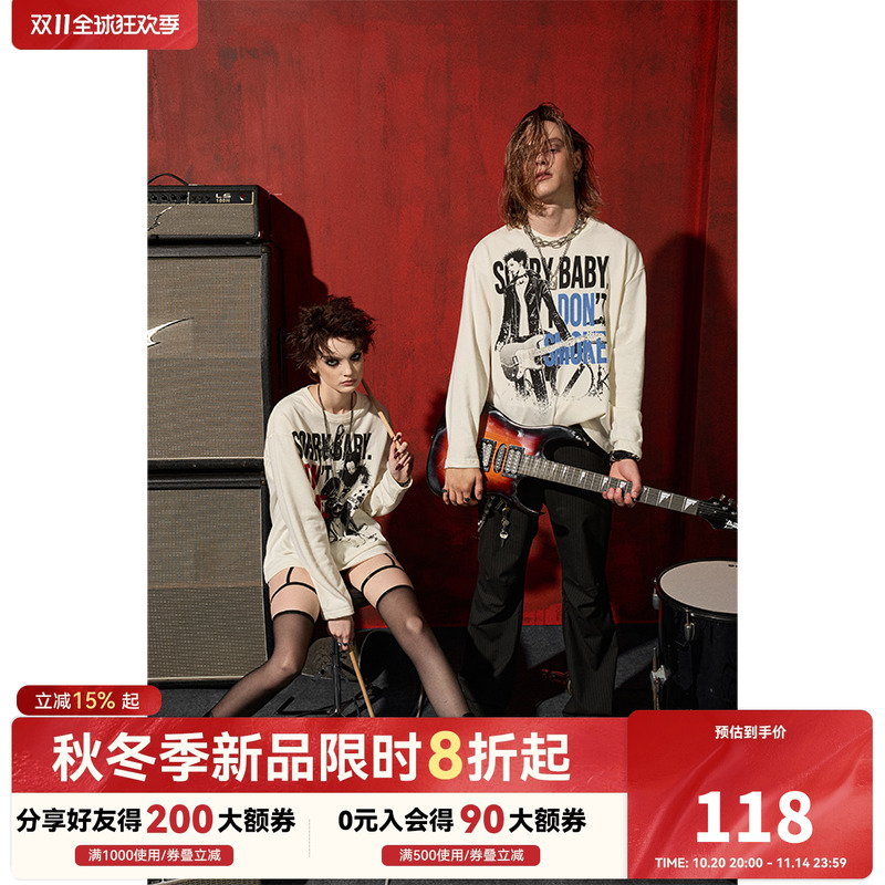 DSM X NANA正版联名人物人像乐队圆领男女同款秋薄款长袖卫衣