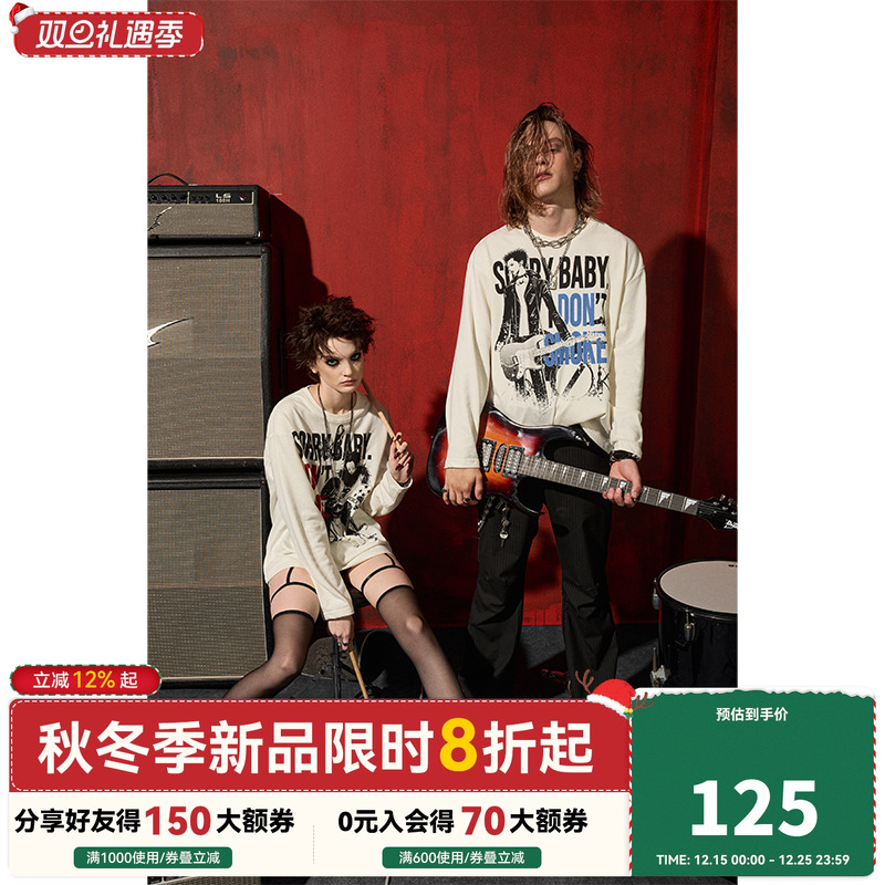 DSM X NANA正版联名人物人像乐队圆领男女同款秋薄款长袖卫衣