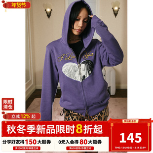 DONSMOKE正版授权NANA巧爱心绣花正肩连帽开衫DSM丰富版型上衣