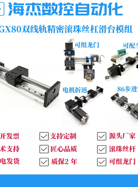 速发滑台模组双线轨8台丝杠直线模组电动精密步进伺服G滑X0