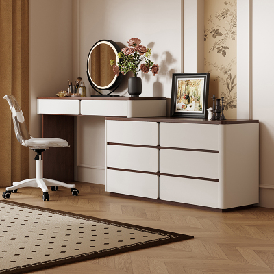 梳妆台斗柜一体卧室中古实木化妆